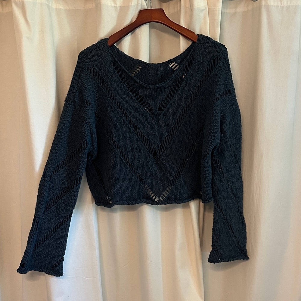 Free People Hayley cropped sweater navy